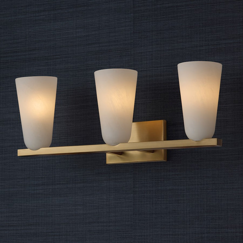 Capital Lighting Romy 3 Light Vanity, Matte Brass/Faux Alabaster
