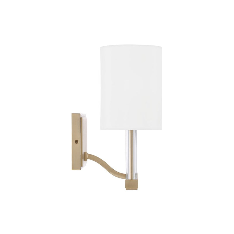 Capital Lighting Ingrid 3 Light Vanity, Brass/White Fabric Shade