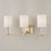 Capital Lighting Ingrid 3 Light Vanity, Brass/White Fabric Shade