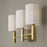 Capital Lighting Adrian 3 Light Vanity, Aged Brass/White Fabric