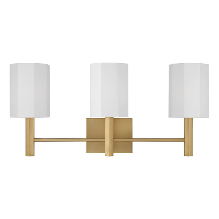 Capital Lighting Adrian 3 Light Vanity, Aged Brass/White Fabric