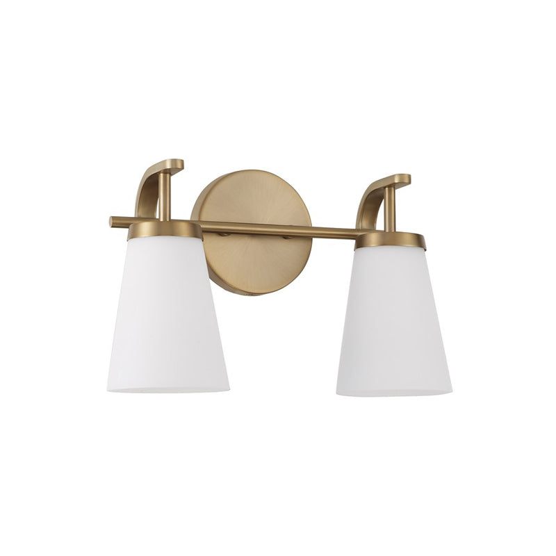 Homeplace Lighting Drake 2Lt Vanity, Aged Brass/Soft White Glass