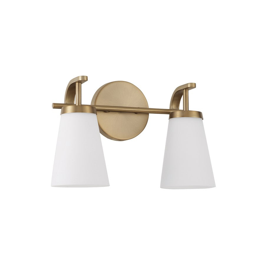 Homeplace Lighting Drake 2Lt Vanity, Aged Brass/Soft White Glass - 161021AD-660