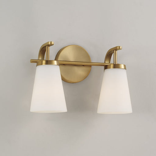 Homeplace Lighting Drake 2Lt Vanity, Aged Brass/Soft White Glass
