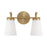Homeplace Lighting Drake 2Lt Vanity, Aged Brass/Soft White Glass