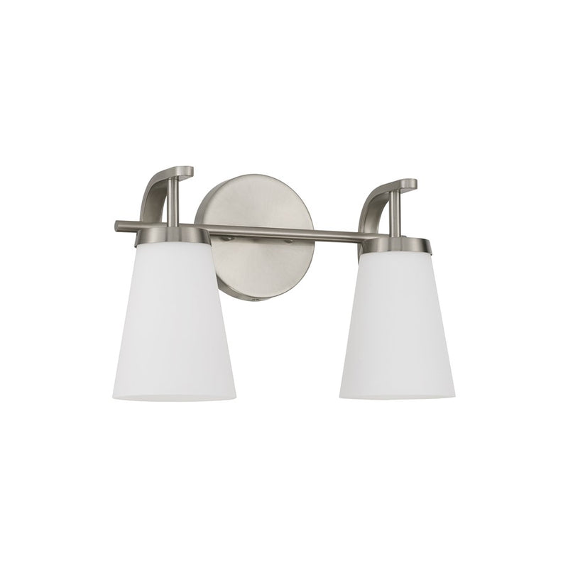 Homeplace Lighting Drake 2Lt Vanity, Nickel/Soft White Glass