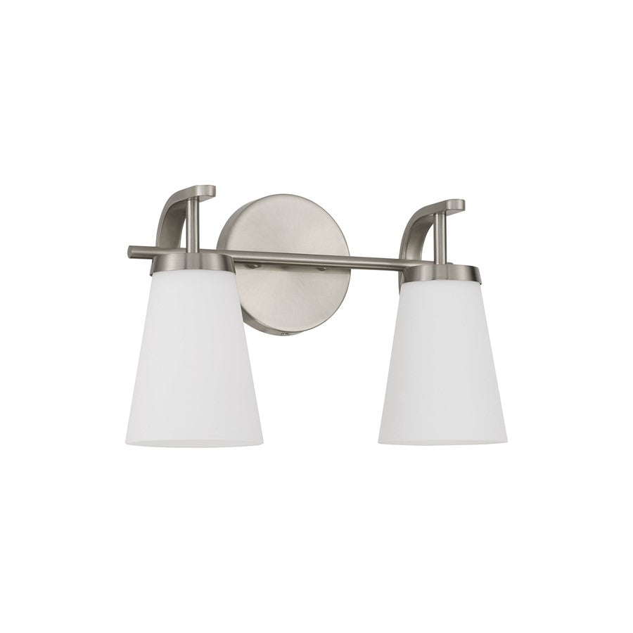 Homeplace Lighting Drake 2Lt Vanity, Nickel/Soft White Glass - 161021BN-660
