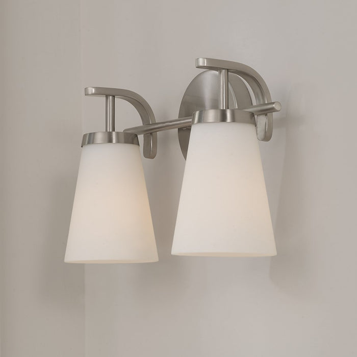 Homeplace Lighting Drake 2Lt Vanity, Nickel/Soft White Glass