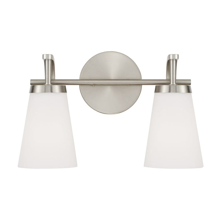 Homeplace Lighting Drake 2Lt Vanity, Nickel/Soft White Glass