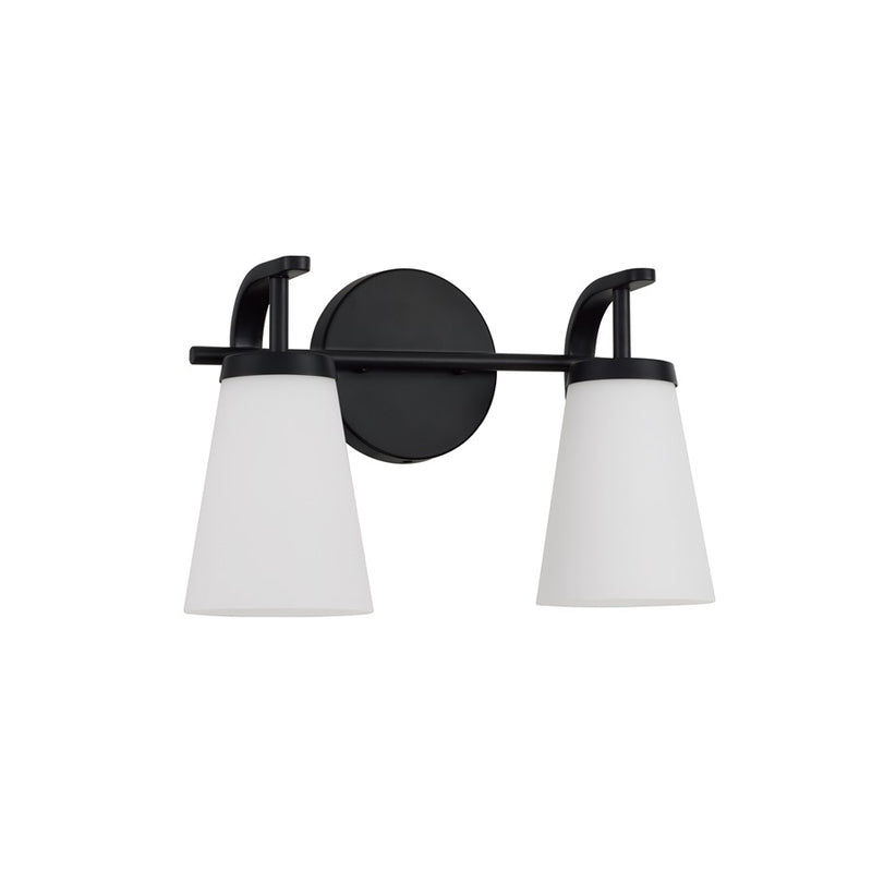 Homeplace Lighting Drake 2Lt Vanity, Matte Black/Soft White Glass