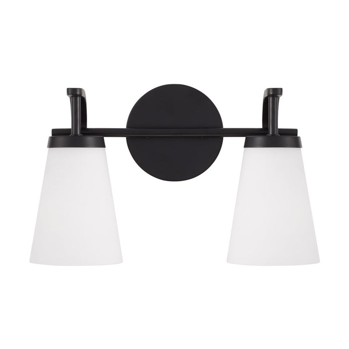 Homeplace Lighting Drake 2Lt Vanity, Matte Black/Soft White Glass