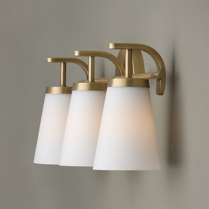 Homeplace Lighting Drake 3Lt Vanity, Aged Brass/Soft White Glass
