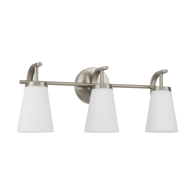 Homeplace Lighting Drake 3Lt Vanity, Nickel/Soft White Glass