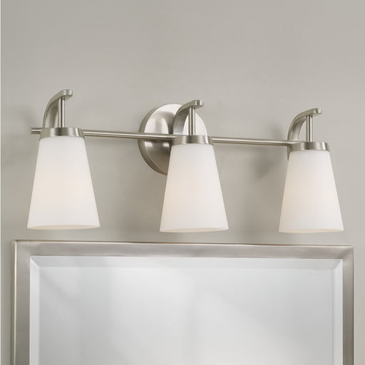 Homeplace Lighting Drake 3Lt Vanity, Nickel/Soft White Glass