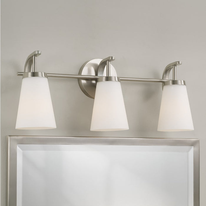 Homeplace Lighting Drake 3Lt Vanity, Nickel/Soft White Glass