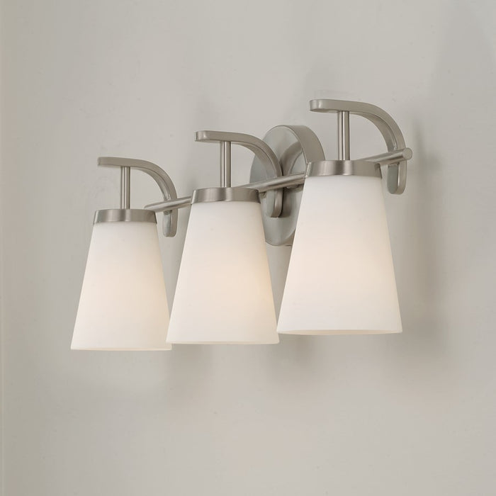 Homeplace Lighting Drake 3Lt Vanity, Nickel/Soft White Glass