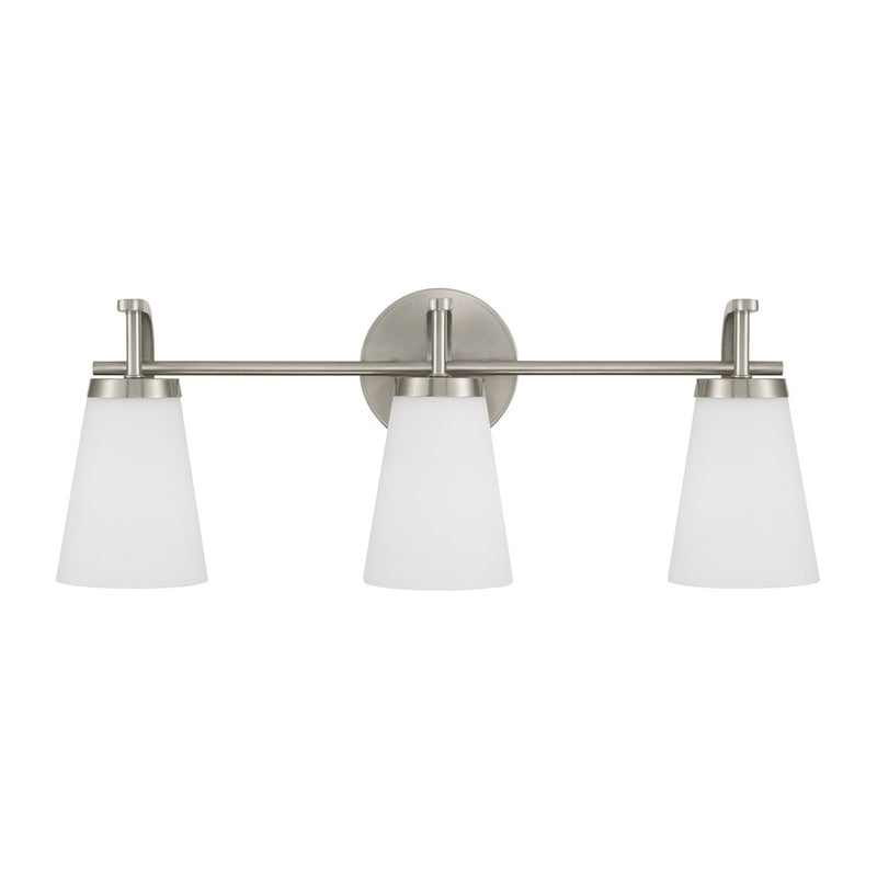 Homeplace Lighting Drake 3Lt Vanity, Nickel/Soft White Glass