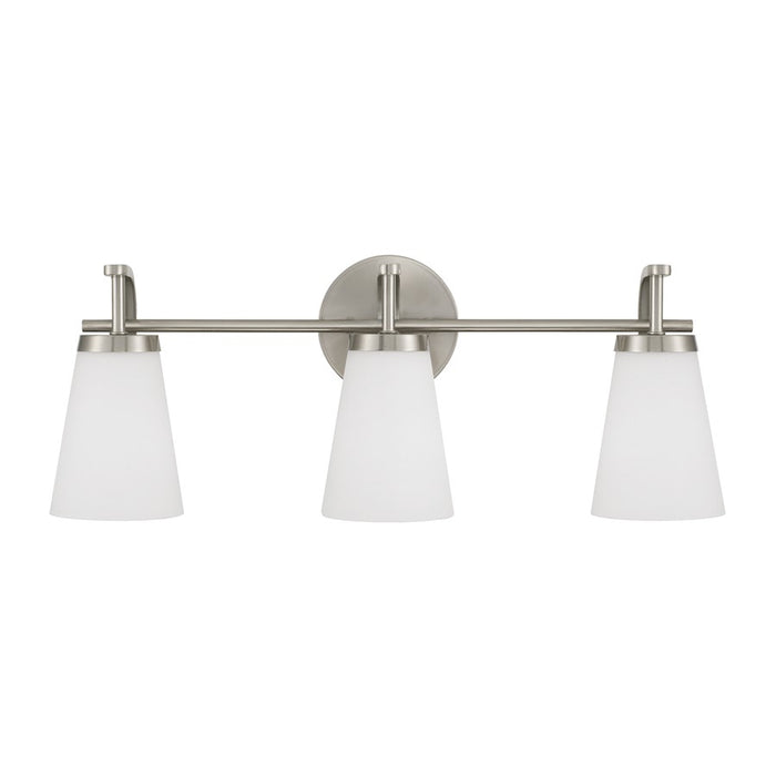 Homeplace Lighting Drake 3Lt Vanity, Nickel/Soft White Glass