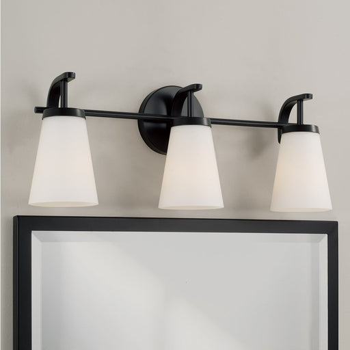 Homeplace Lighting Drake 3Lt Vanity, Matte Black/Soft White Glass