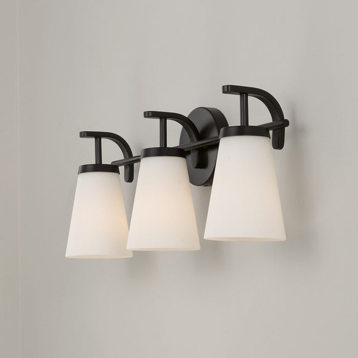 Homeplace Lighting Drake 3Lt Vanity, Matte Black/Soft White Glass