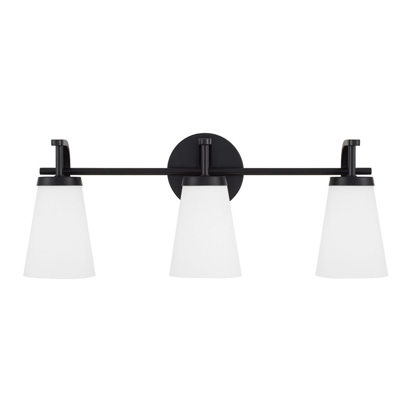 Homeplace Lighting Drake 3Lt Vanity, Matte Black/Soft White Glass
