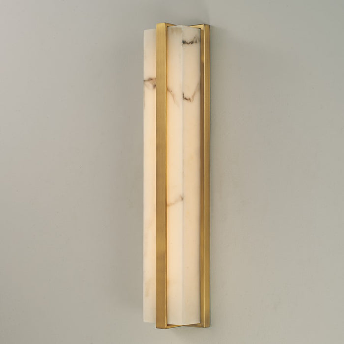 Capital Lighting Noah 1 Light Vanity, Aged Brass/Alabaster Glass