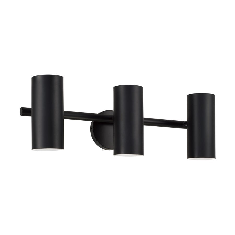 Capital Lighting Robbie 3 Light Vanity, Matte Black - 161731MB