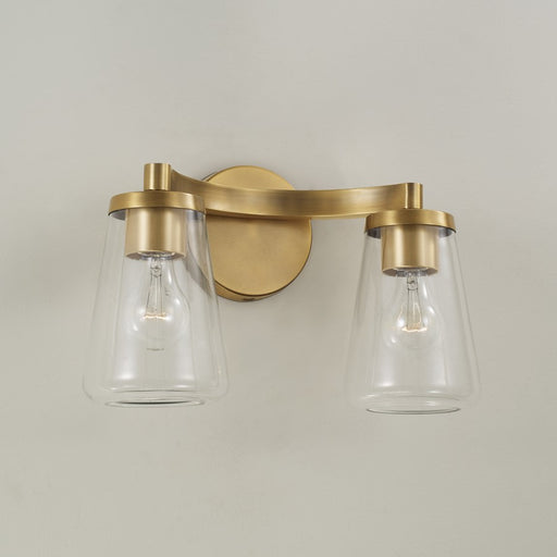 Homeplace Lighting Aaron 2 Light Vanity, Aged Brass/Clear Glass
