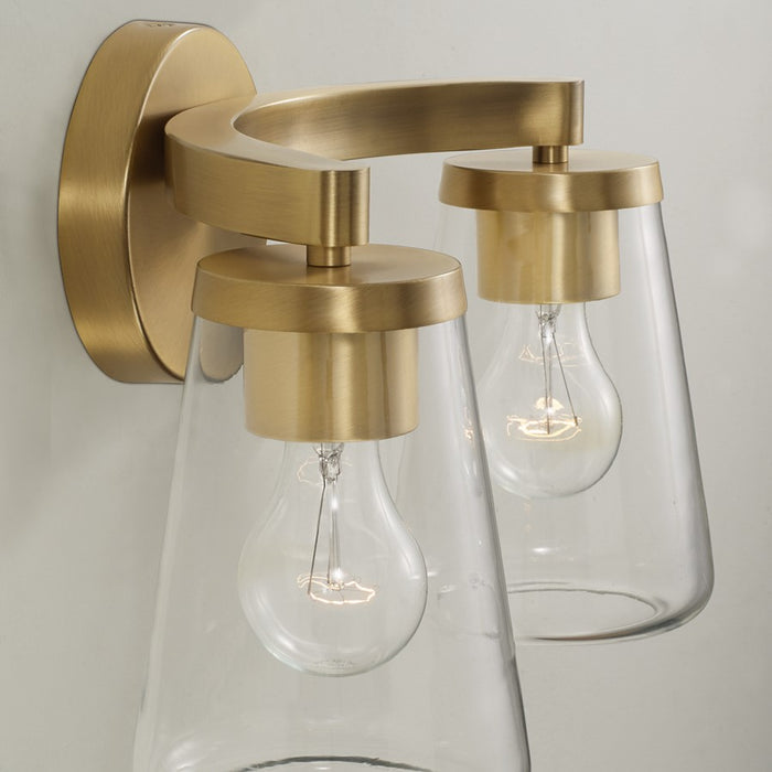 Homeplace Lighting Aaron 2 Light Vanity, Aged Brass/Clear Glass