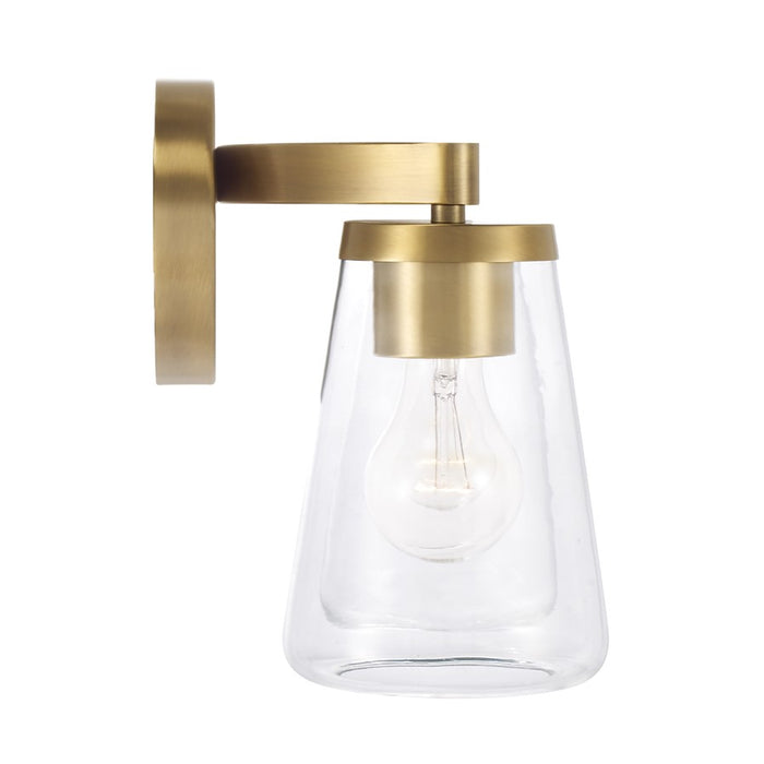Homeplace Lighting Aaron 2 Light Vanity, Aged Brass/Clear Glass