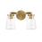Homeplace Lighting Aaron 2 Light Vanity, Aged Brass/Clear Glass
