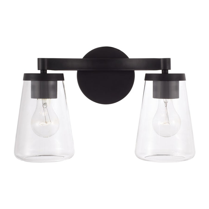 Homeplace Lighting Aaron 2 Light Vanity, Matte Black/Clear Glass