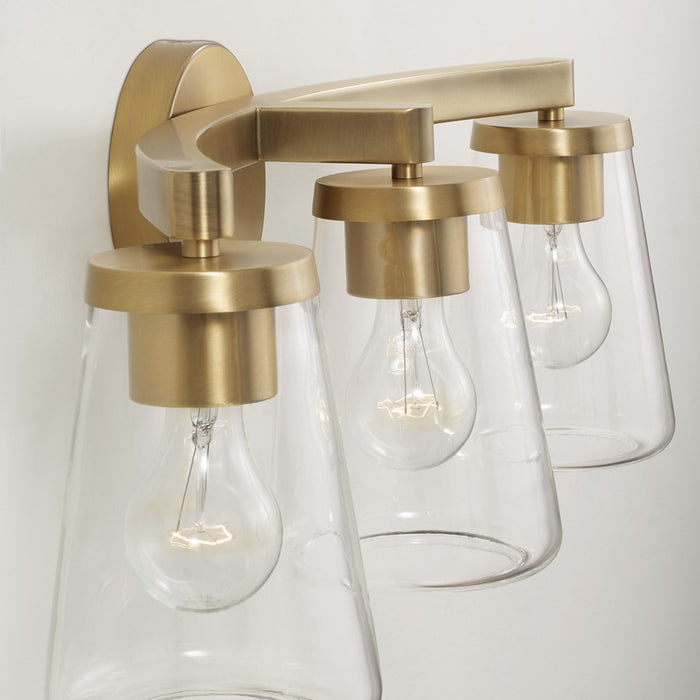 Homeplace Lighting Aaron 3 Light Vanity, Aged Brass/Clear Glass