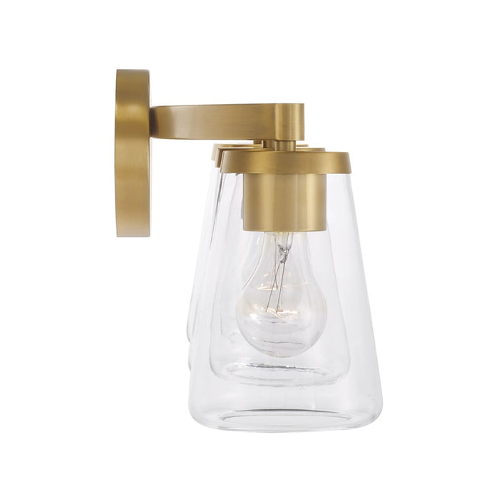 Homeplace Lighting Aaron 3 Light Vanity, Aged Brass/Clear Glass