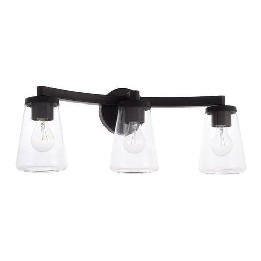 Homeplace Lighting Aaron 3 Light Vanity, Matte Black/Clear Glass - 161931MB-664