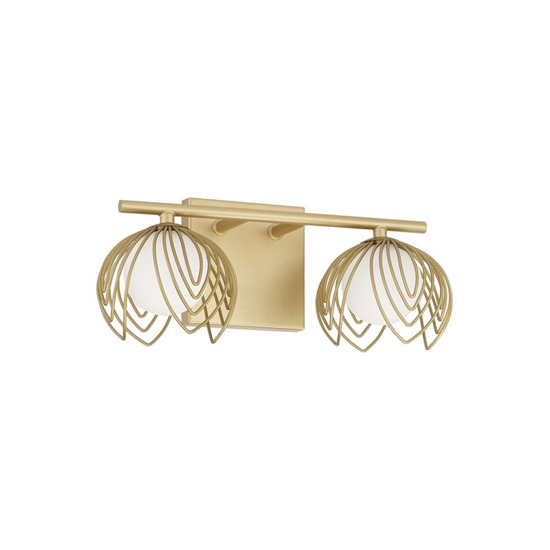 Capital Lighting Flora 2Lt Vanity, Buffed Gold/White Glass Globes