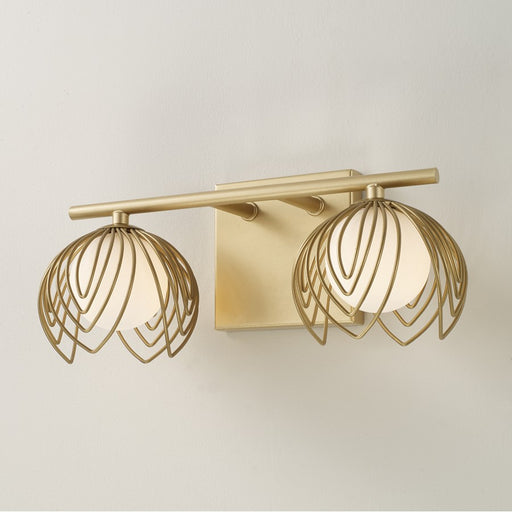 Capital Lighting Flora 2Lt Vanity, Buffed Gold/White Glass Globes