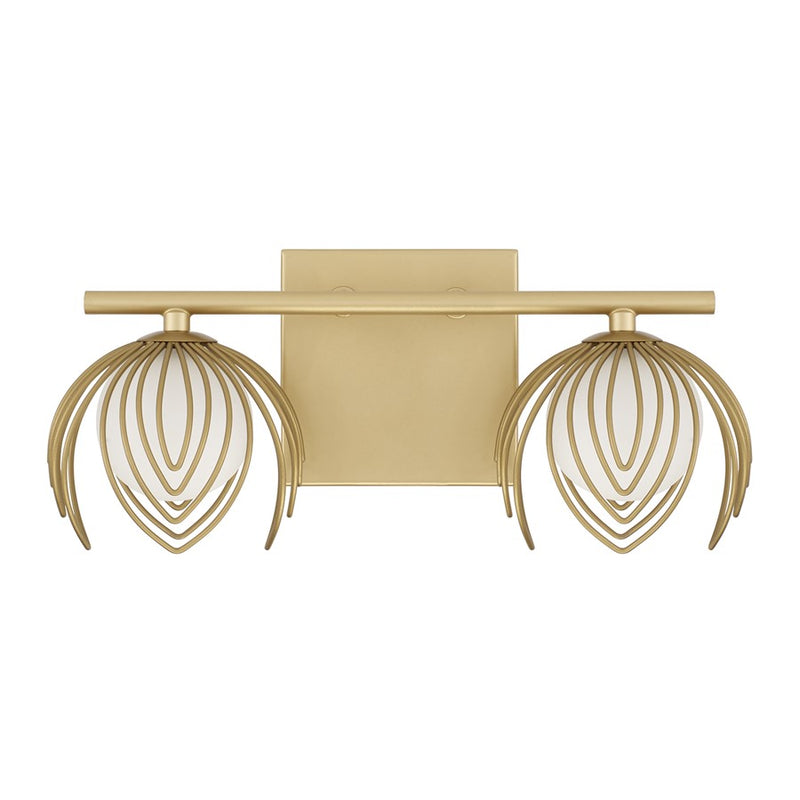 Capital Lighting Flora 2Lt Vanity, Buffed Gold/White Glass Globes