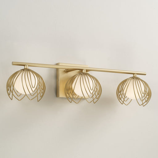 Capital Lighting Flora 3Lt Vanity, Buffed Gold/White Glass Globes