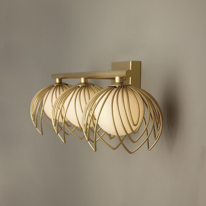 Capital Lighting Flora 3Lt Vanity, Buffed Gold/White Glass Globes