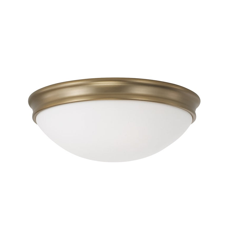 Homeplace Lighting Hansen 2Lt Flush Mount, Aged Brass/Soft White Glass