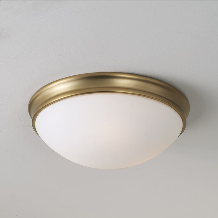 Homeplace Lighting Hansen 2Lt Flush Mount, Aged Brass/Soft White Glass