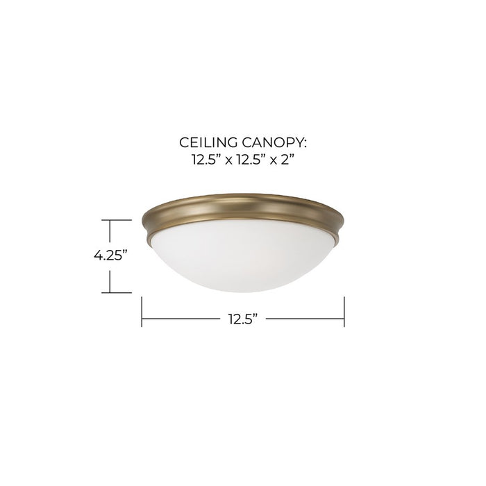 Homeplace Lighting Hansen 2Lt Flush Mount, Aged Brass/Soft White Glass