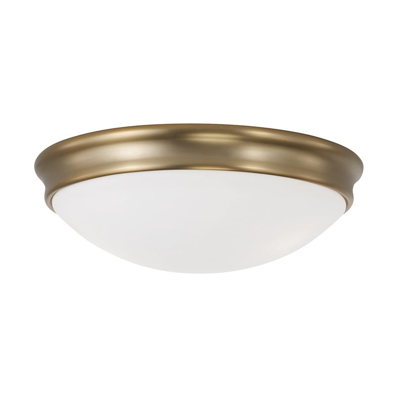 Homeplace Lighting Hansen 3Lt Flush Mount, Aged Brass/Soft White Glass