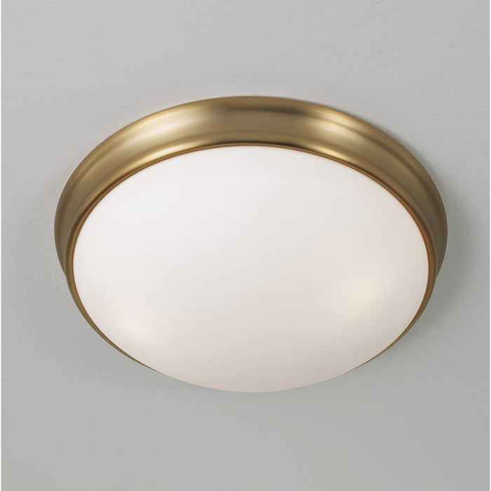 Homeplace Lighting Hansen 3Lt Flush Mount, Aged Brass/Soft White Glass