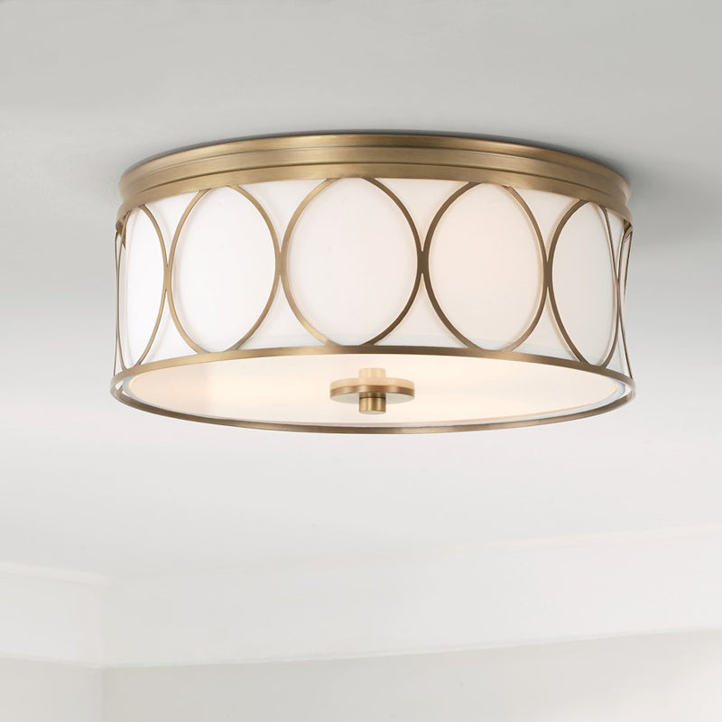 Capital Lighting Rylann 3 Light Flush Mount, Brass