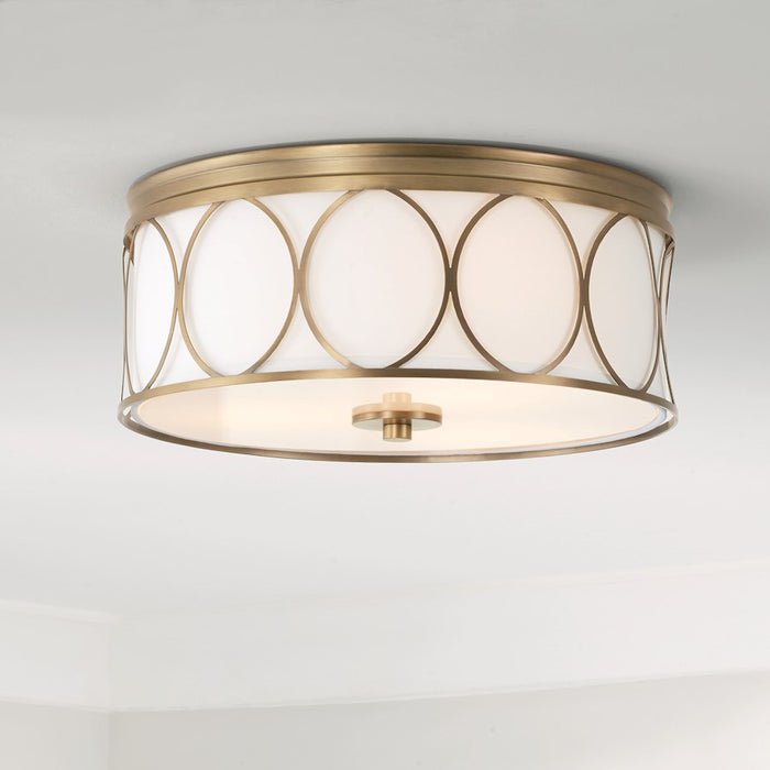 Capital Lighting Rylann 3 Light Flush Mount, Brass