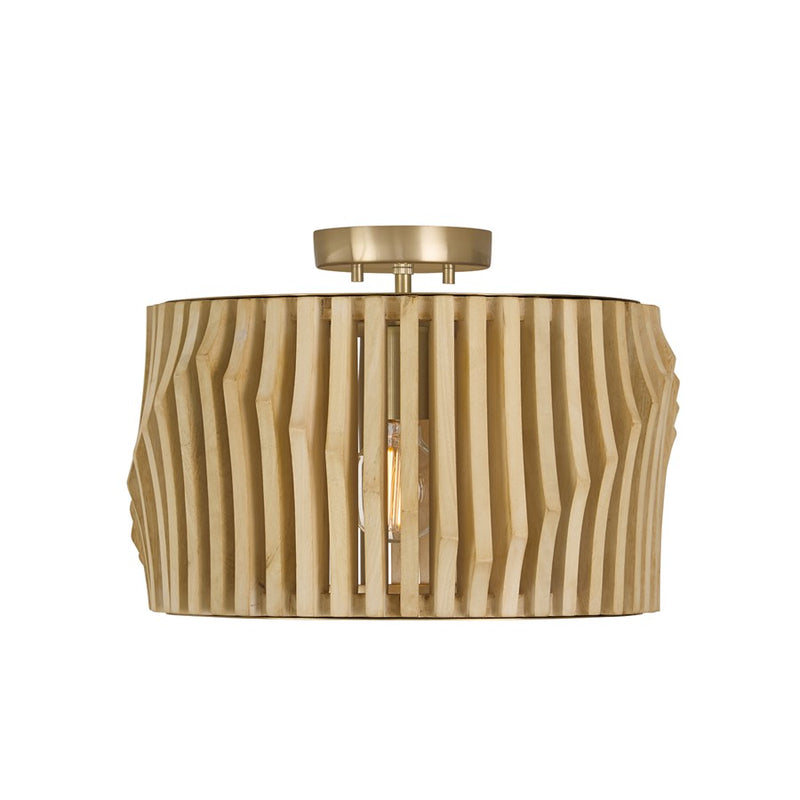 Capital Lighting Archer 1Lt Semi-Flush Mount, Blonde Wood/Brass