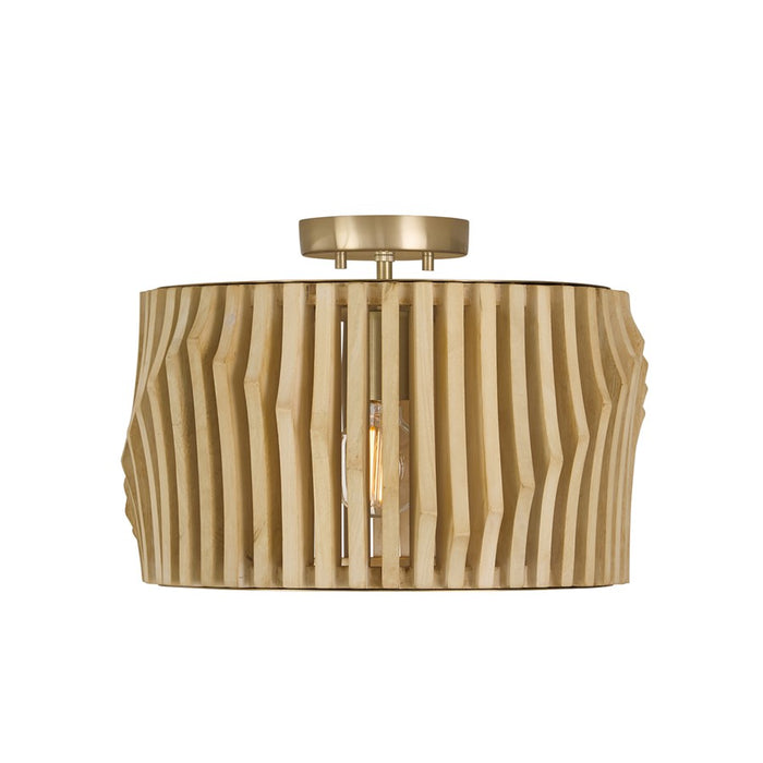 Capital Lighting Archer 1Lt Semi-Flush Mount, Blonde Wood/Brass