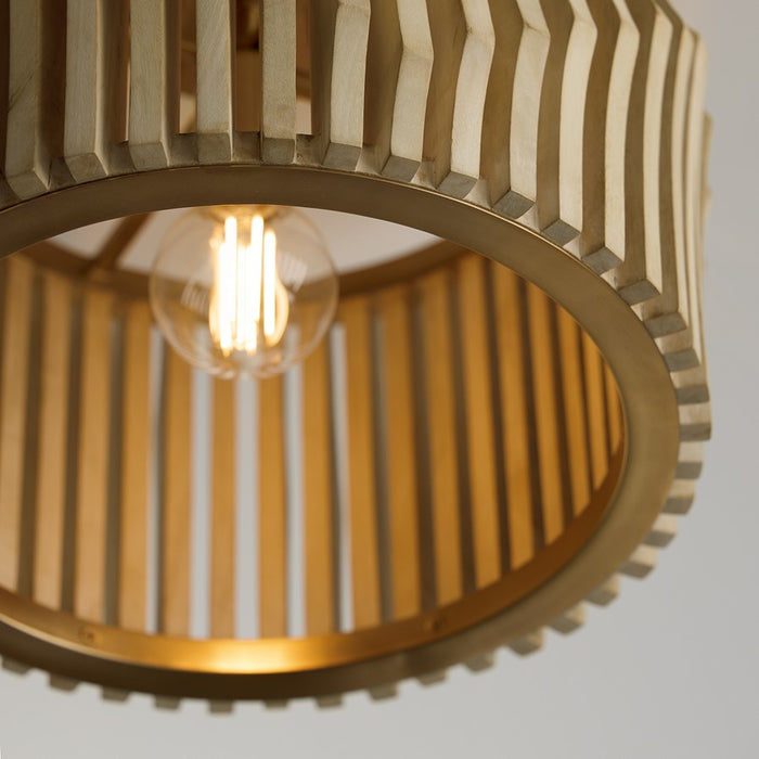 Capital Lighting Archer 1Lt Semi-Flush Mount, Blonde Wood/Brass